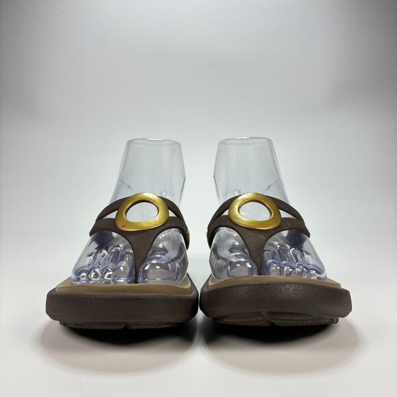 Crocs Sanrah Wedge Brown Gold Slip On Comfort Lightweight Sandal Women's Size 5 - Picture 2 of 9